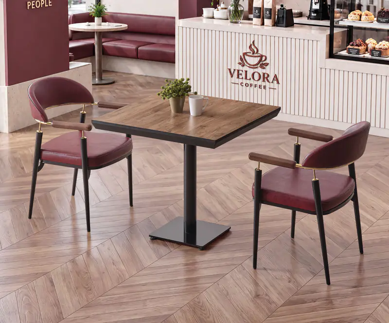 MS 322 masa ve Quatro sandalye, ceviz mdf masa