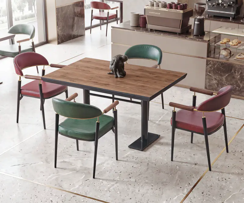 MS 325 masa ve Quatro sandalye, ceviz mdf masa
